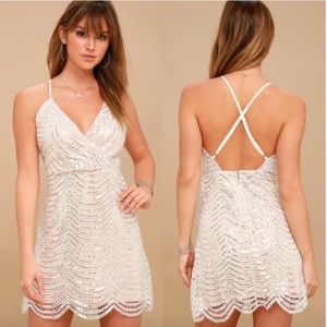 Lulus lele white and sequence mini dress